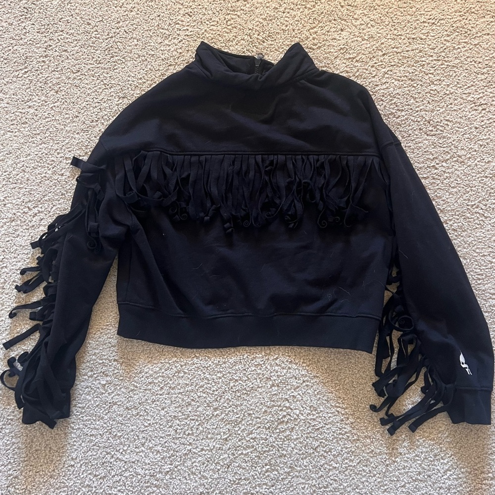 Fringe Quarter Zip Cropped Jacket - image 3